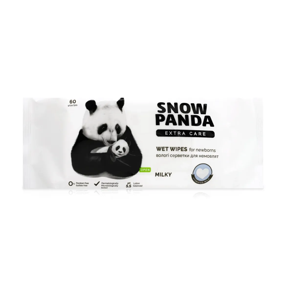 Snow Panda дитячі вологі серветки 0+ Milky 60 шт.