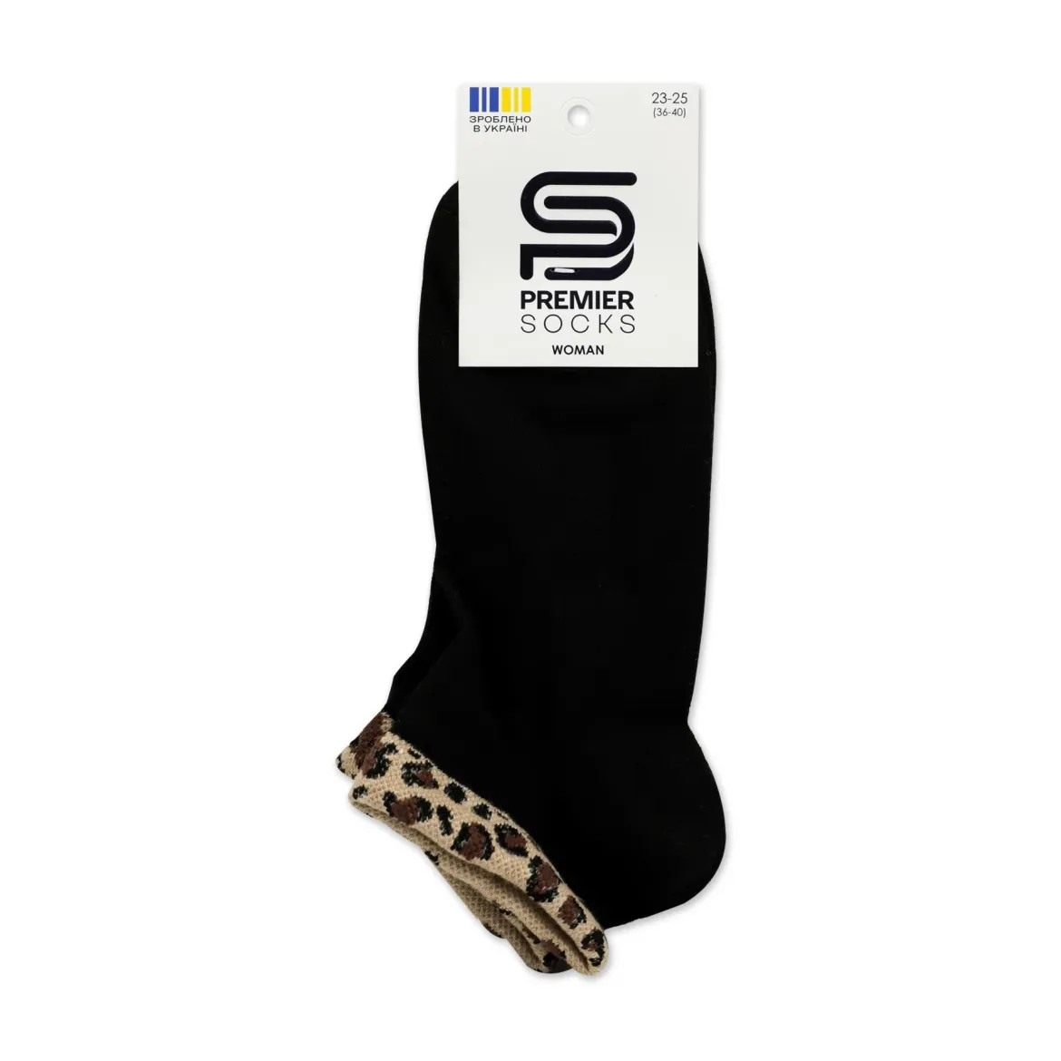 Premier Socks шкарпетки жіночі низькі 14В35/15 резинка  леопард чорні р.23-25