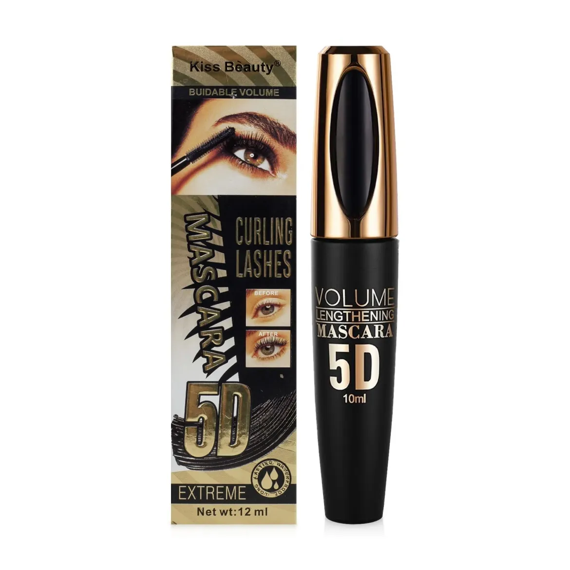 Kiss Beauty туш для вій водостійка 5D Curling Lashes чорна 12мл