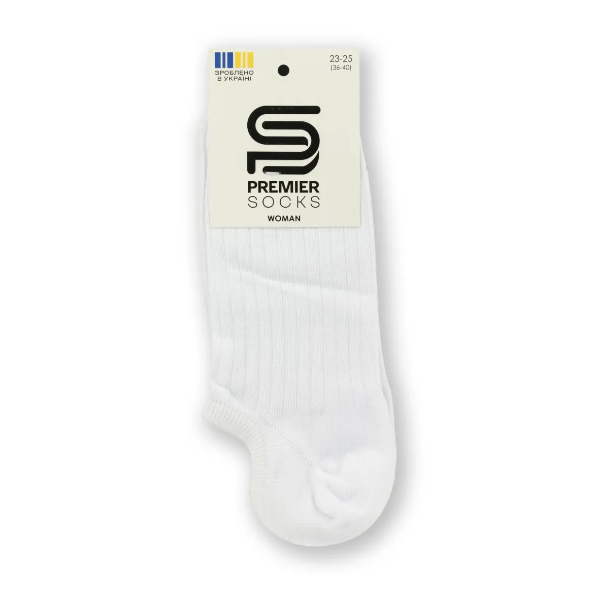 Premier Socks шкарпетки жіночі низькі 14B35/3МР ультракороткі в рубчик білі р.23-25