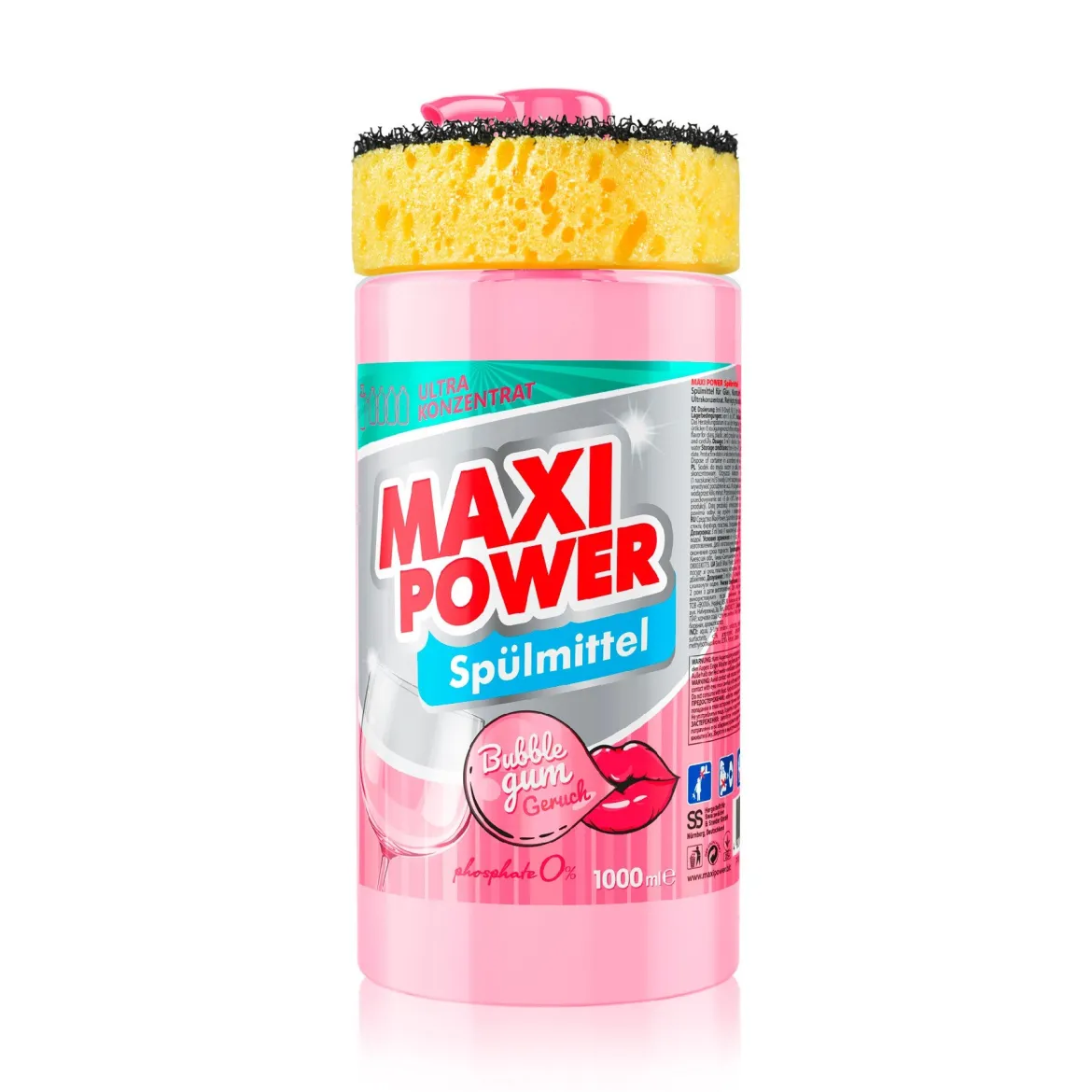 Maxi Power засіб для миття посуду Бабл Гам 1л