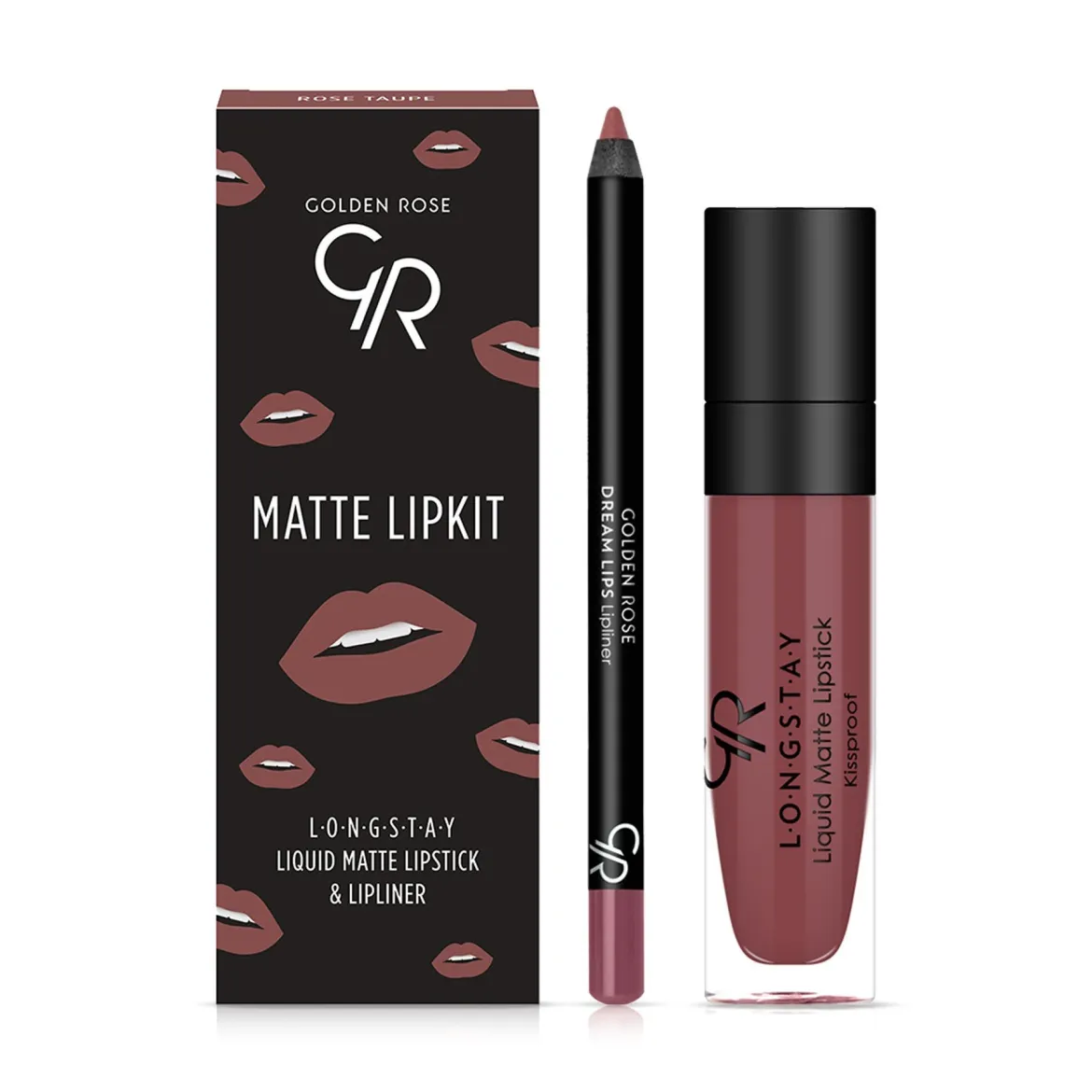Golden Rose Matte LipKit набір рідка матова помада + олівець Rose Taupe 5.5+1.6г