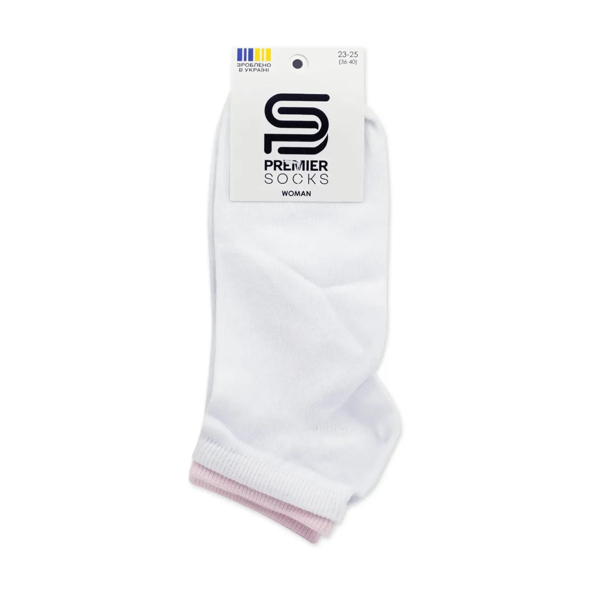 Premier Socks шкарпетки жіночі низькі 14В35/32Р подвійні білі з рожевим р.23-25