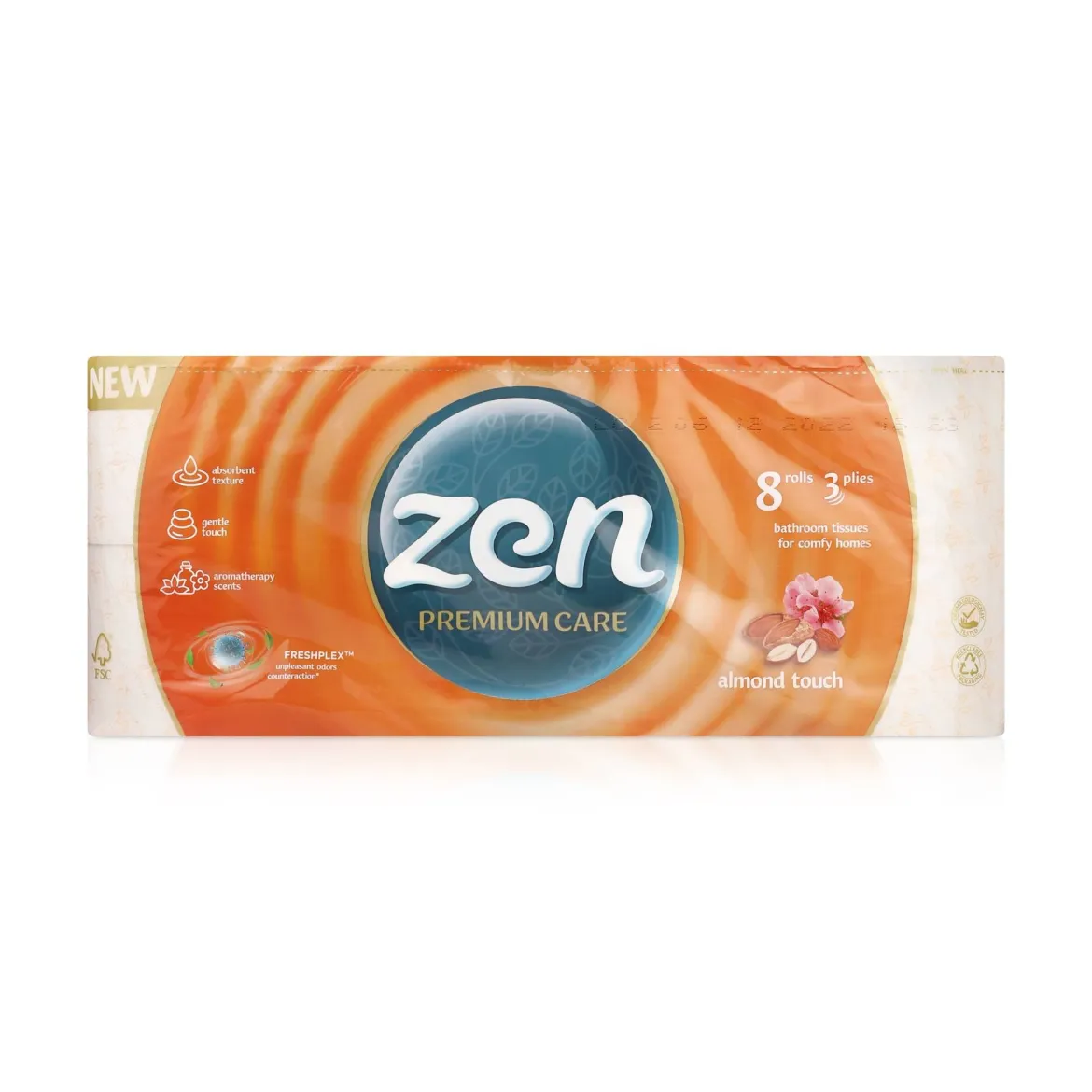 Zen Premium Care туалетний папір Almond Touch 3 шари 8 шт.