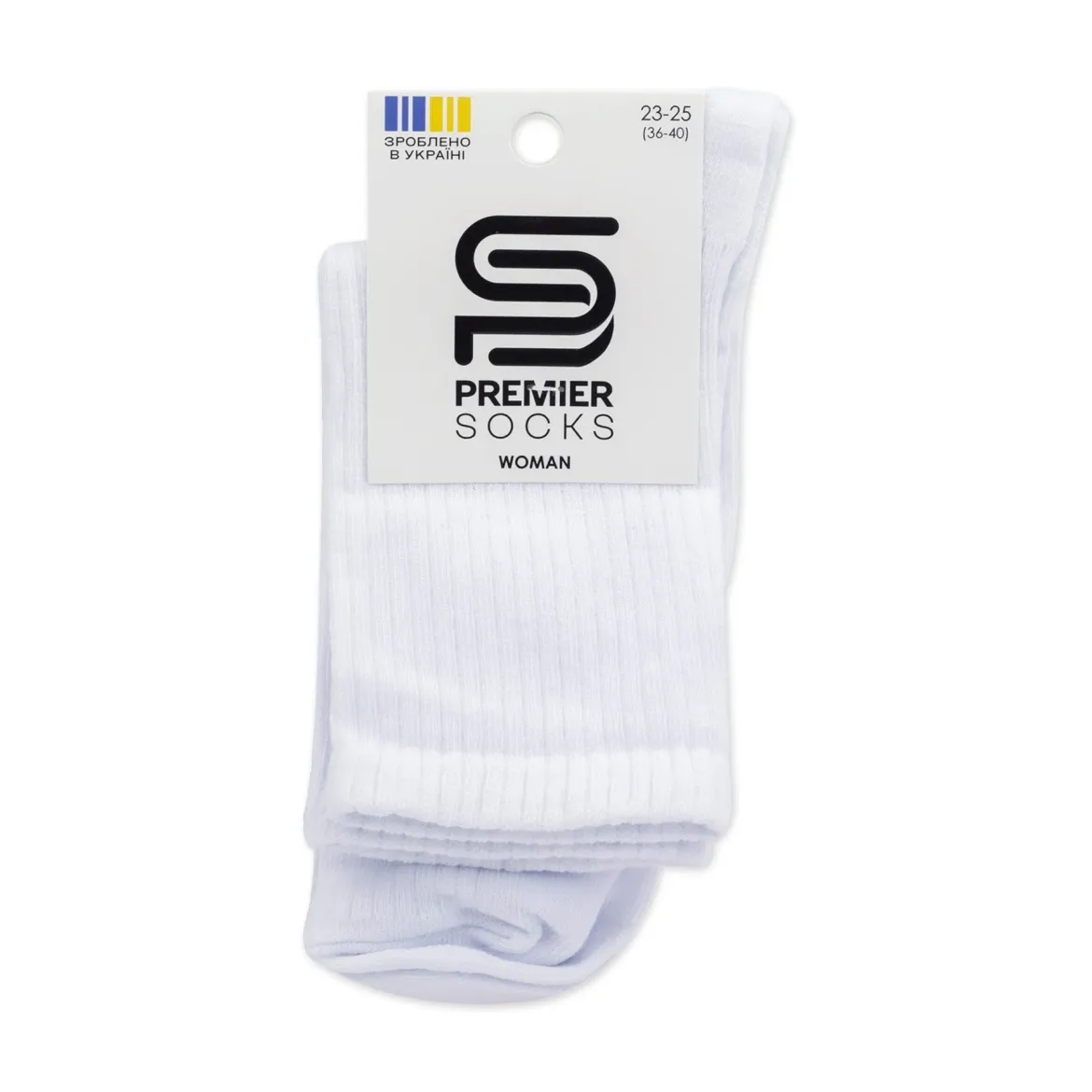 Premier Socks шкарпетки жіночі високі 14В35/1J* рубчик білі р.23-25