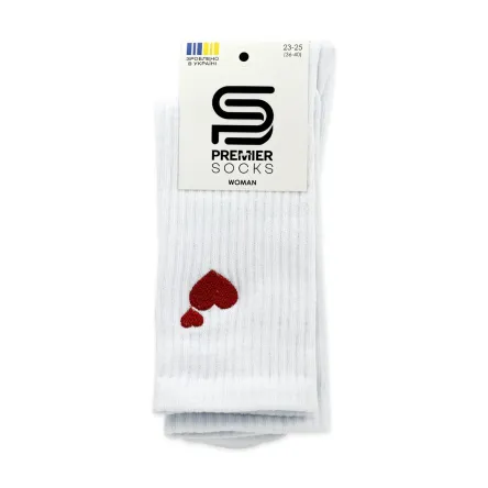 Premier Socks шкарпетки жіночі високі 15В35/1V вишивка 2 серце білі р.23-25