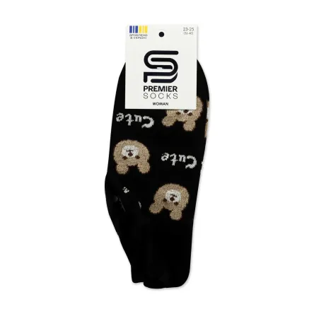 Premier Socks шкарпетки жіночі низькі 14В35/3У* ультра короткі ведмедики чорні р.23-25