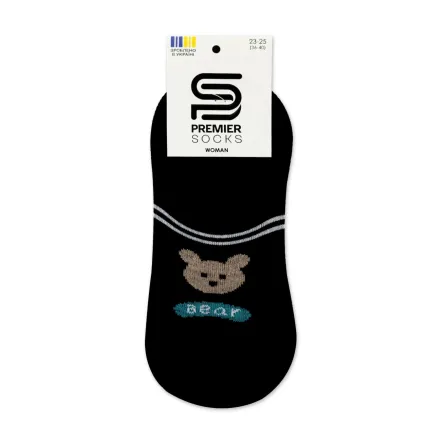 Premier Socks підслідники жіночі *14В35/7К з резинкою ведмедики чорні р.23-25