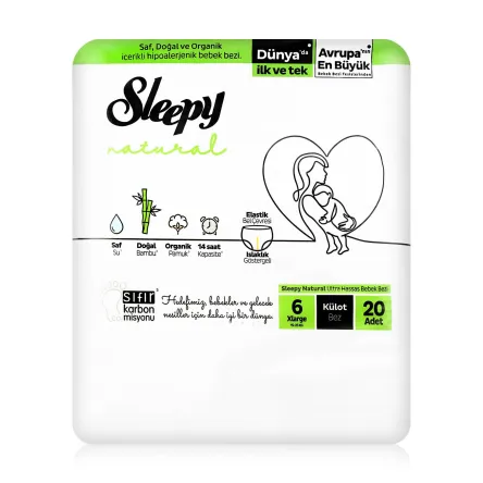 Sleepy Natural трусики-підгузки (6) 15-25кг 20 шт.