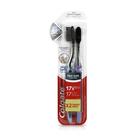 Colgate зубна щітка Slim Soft Black Charcoal 2 шт.