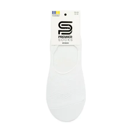 Premier Socks підслідники жіночі 14В35/8S* з силік.фіксаторами сітка ромб білі р.23-25