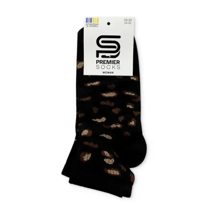 Premier Socks шкарпетки жіночі середні 17В35/20 з резинкою леопард чорний р.23-25