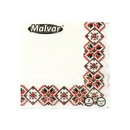 Malvar серветки столові 33*33см 2шари ВИШИВАНКА Мікс 40 шт.
