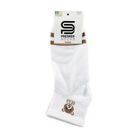 Premier Socks шкарпетки жіночі середні * 17В35/20 ведмедик та смужки білий р.23-25