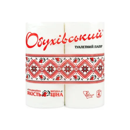 Обухівський туалетний папір 2 шари 4 шт.